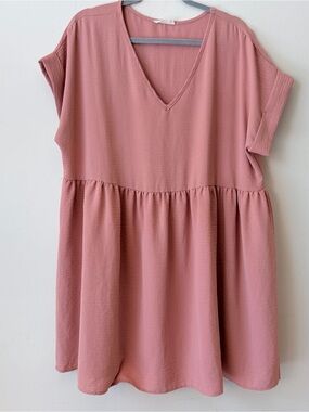 Chic Soul entro Dusty Rose V-Neck Babydoll Dress 1X